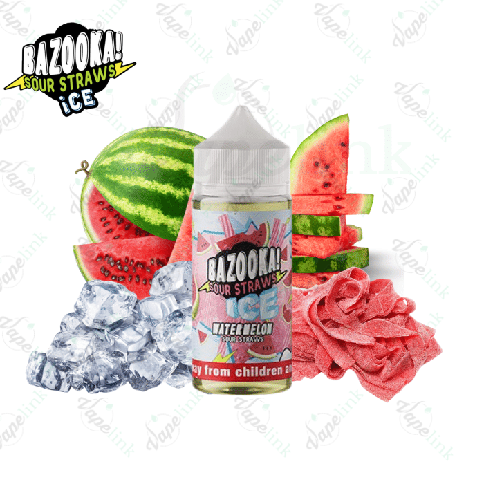 Bazooka Sour Straws | ICE | Watermelon Ice 100ml